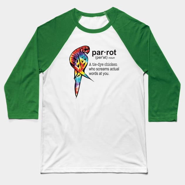 Tie-dye Parrot Baseball T-Shirt by Einstein Parrot